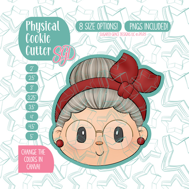 Mrs Claus Cookie Cutter with PNG Images to Match - Hand Drawn Graphics for Edible Ink Printers