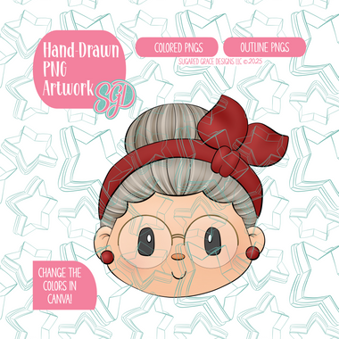 Mrs Claus PNG Image Set for Edible Ink Printers - Hand Drawn Editable Graphic