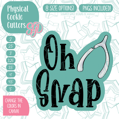 Oh Snap Wishbone Plaque Cookie Cutter with PNG Images to Match - Hand Drawn Graphics for Edible Ink Printers