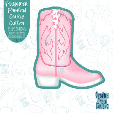 Cowgirl Boot Cookie Cutter with png image for edible printers including Eddie