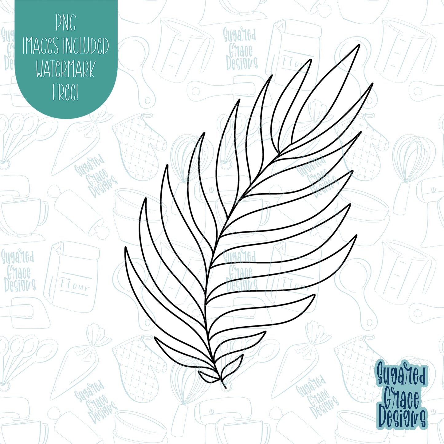 Easter Palm Leaf Cookie Cutter with Matching PNG Images for Edible Ink Printers Including Eddie