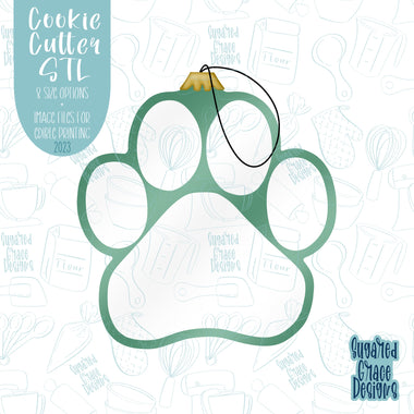 Paw ornament cookie cutter stl files with png images for edible printers including Eddie