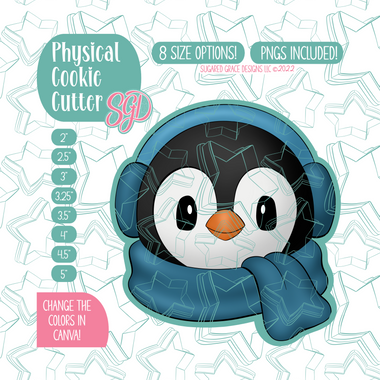 Winter Penguin Cookie Cutter with PNG Images to Match - Hand Drawn Graphics for Edible Ink Printers