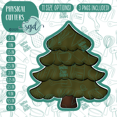 Pine Tree Cookie Cutter with PNG Images to Match - Hand Drawn Graphics for Edible Ink Printers