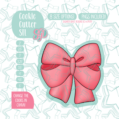 Pink Bow Cookie Cutter STL and PNG set