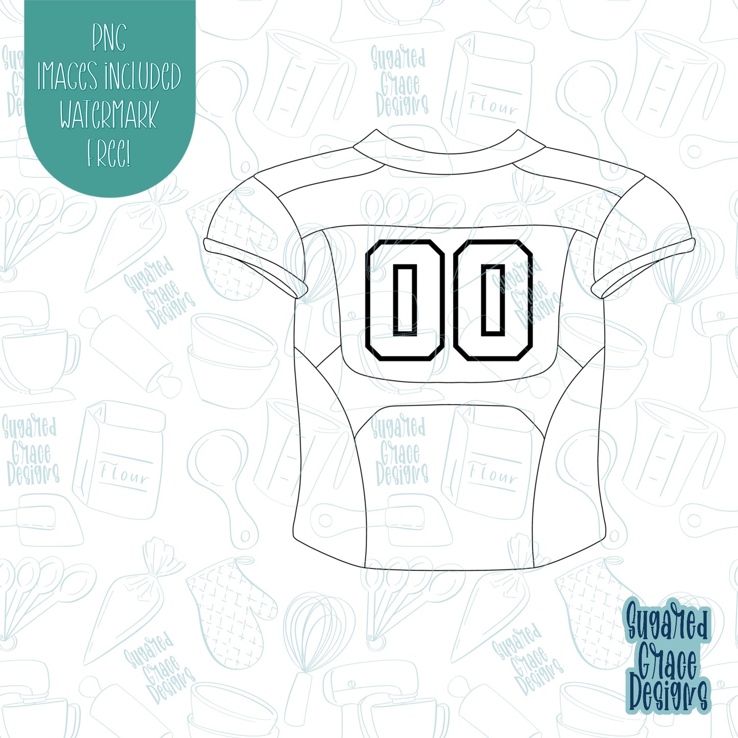 Football Jersey cookie cutter with png images for edible printers including Eddie