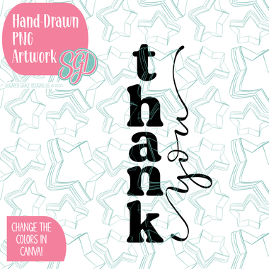 Playful Thank You PNG Image Set for Edible Ink Printers - Hand Drawn Editable Graphics