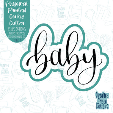 Hand lettered baby word plaque cookie cutter with png images for edible printers including Eddie