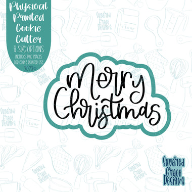 Hand Lettered Merry Christmas word plaque cookie cutter with png images for edible printers including Eddie