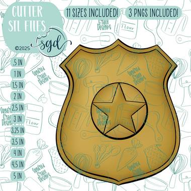Police Badge Cookie Cutter STL File with PNG Images to Match - For 3D Printing and Edible Ink Printers