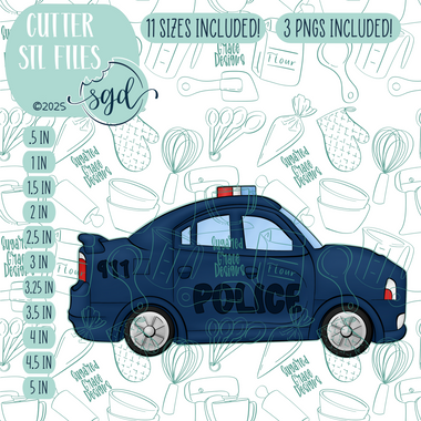 Police Car Cookie Cutter STL File with PNG Images to Match - For 3D Printing and Edible Ink Printers