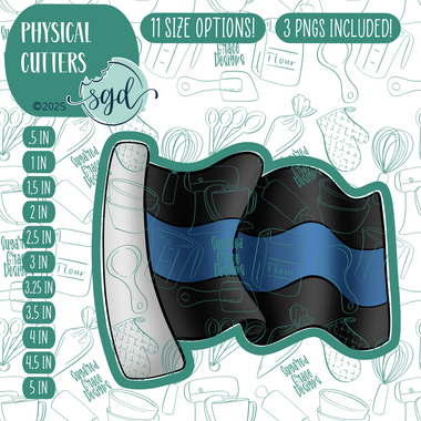 Police Flag Cookie Cutter with PNG Images to Match - Hand Drawn Graphics for Edible Ink Printers