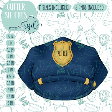 Police Hat Cookie Cutter STL File with PNG Images to Match - For 3D Printing and Edible Ink Printers