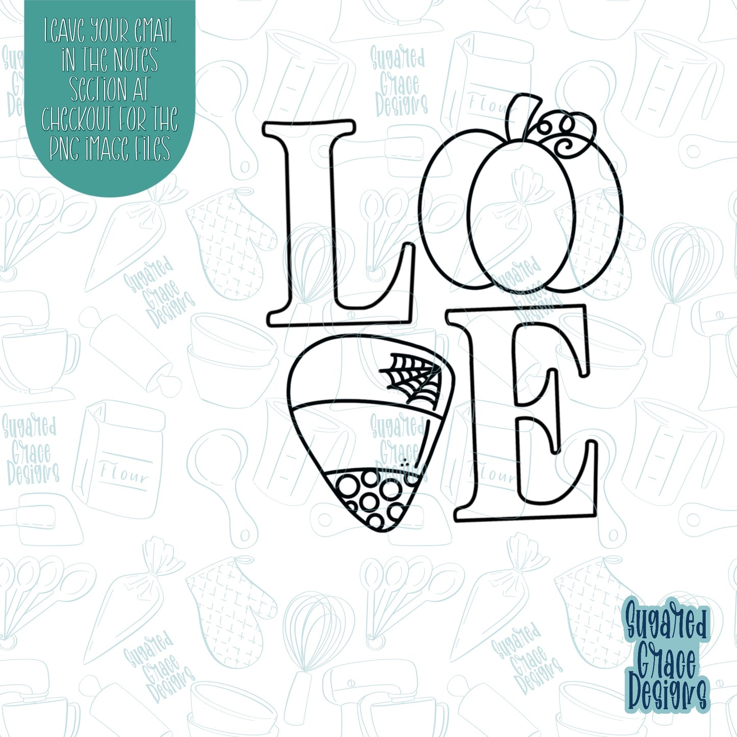 Pumpkin Love Plaque cookie cutter with png images for edible printers including Eddie