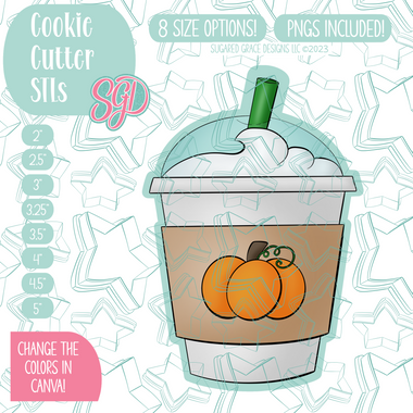 Iced Pumpkin Spice Latte Cookie Cutter STL File with PNG Images to Match - For 3D Printing and Edible Ink Printers