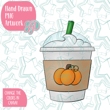 Iced Pumpkin Spice Latte PNG Image Set for Edible Ink Printers - Hand Drawn Editable Graphics