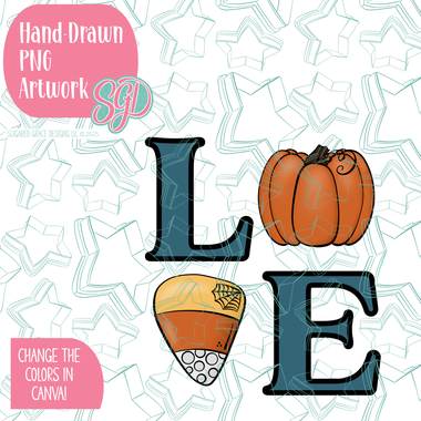 Pumpkin Love PNG Image Set for Edible Ink Printers - Hand Drawn Editable Graphics