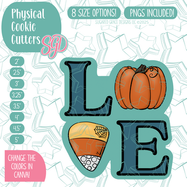 Pumpkin Love Cookie Cutter with PNG Images to Match - Hand Drawn Graphics for Edible Ink Printers