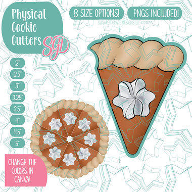 Pumpkin Pie Platter Cookie Cutter with PNG Images to Match - Hand Drawn Graphics for Edible Ink Printers