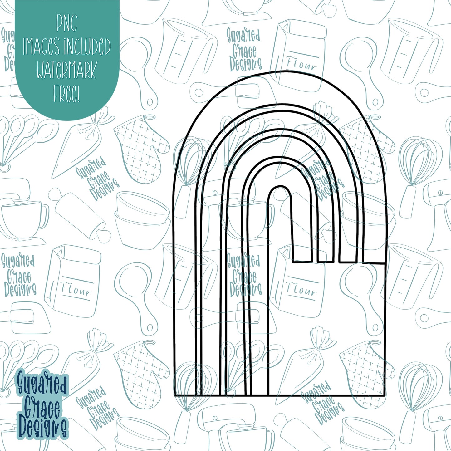 Rainbow Number Plaque Cookie Cutter with Matching Printable PNG Images for Edible Ink Printers Including Eddie