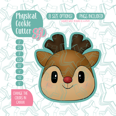 Christmas Reindeer Cookie Cutter with PNG Images to Match - Hand Drawn Graphics for Edible Ink Printers