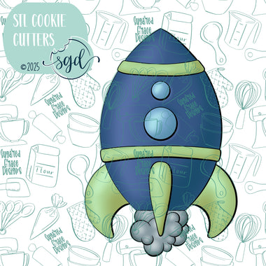 Rocket Cookie Cutter STL File with PNG Images to Match - For 3D Printing and Edible Ink Printers