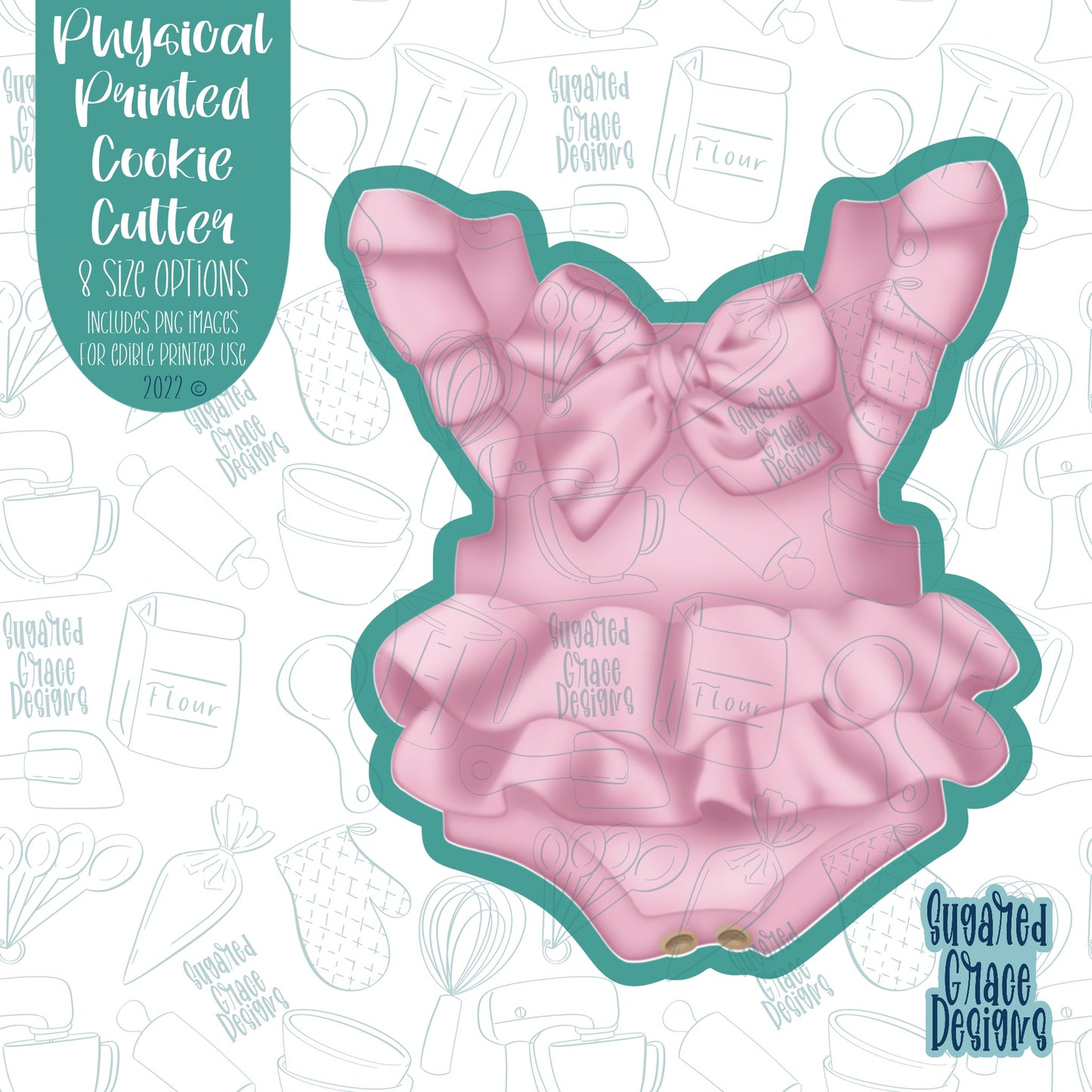 Ruffled Baby Dress Cookie Cutter with Matching PNG Images for Edible Ink Printers Including Eddie