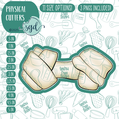 Knotted Raw Hide Dog Bone Cookie Cutter with PNG Images to Match - Hand Drawn Graphics for Edible Ink Printers