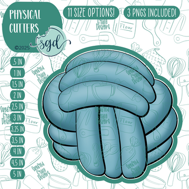 Blue Rope Ball Cookie Cutter with PNG Images to Match - Hand Drawn Graphics for Edible Ink Printers