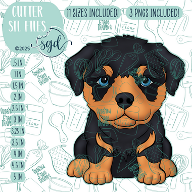 Rottweiler Puppy Cookie Cutter STL File with PNG Images to Match - For 3D Printing and Edible Ink Printers