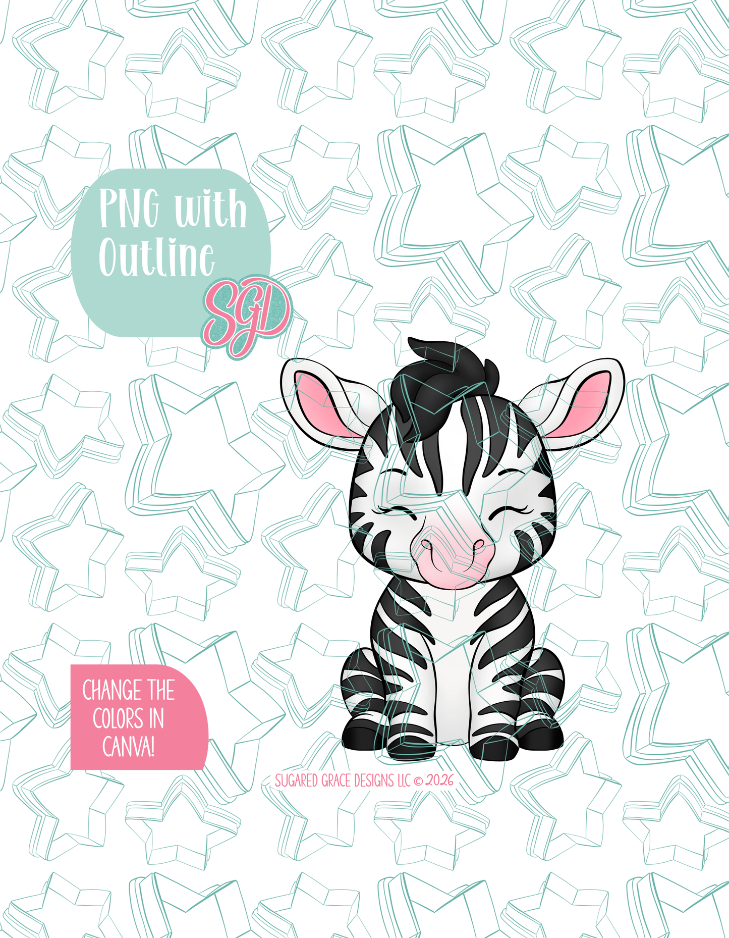 Safari Zebra Cookie Cutter STL and PNG set