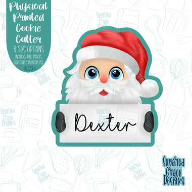 Santa plaque cookie cutter with png images for edible ink printers including Eddie