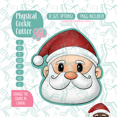 Santa Claus Cookie Cutter with PNG Images to Match - Hand Drawn Graphics for Edible Ink Printers