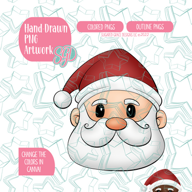 Santa Claus PNG Image Set for Edible Ink Printers - Hand Drawn Editable Graphic