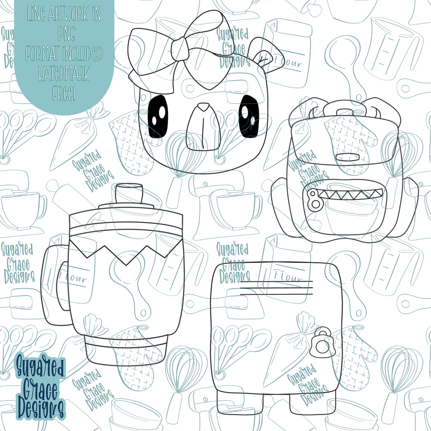 Back To School Bear Cookie Cutter STL File Set with Matching Printable PNG Images for Edible Ink Printers Including Eddie