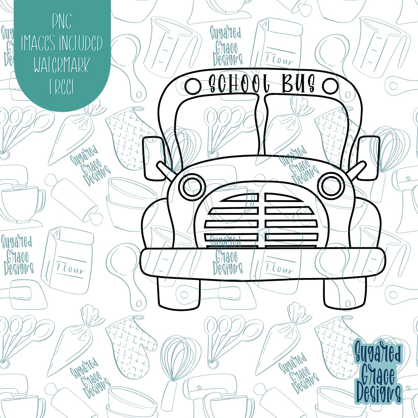 Back To School Bus Cookie Cutter With Matching PNG Images for Edible Ink Printers Including Eddie