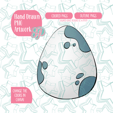 Simple Dinosaur Egg PNG Image Set for Edible Ink Printers - Hand Drawn Editable Graphics