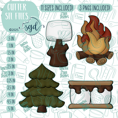 S'more Cookie Cutter STL File Set of 4 with PNG Images to Match - For 3D Printing and Edible Ink Printers