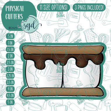 Smore Cookie Cutter with PNG Images to Match - Hand Drawn Graphics for Edible Ink Printers
