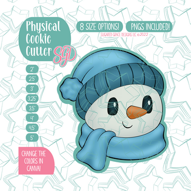 Winter Snowman Cookie Cutter with PNG Images to Match - Hand Drawn Graphics for Edible Ink Printers