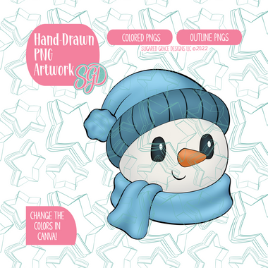 Winter Snowman PNG Image Set for Edible Ink Printers - Hand Drawn Editable Graphics