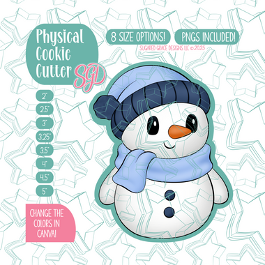 Full Body Snowman Cookie Cutter with PNG Images to Match - Hand Drawn Graphics for Edible Ink Printers