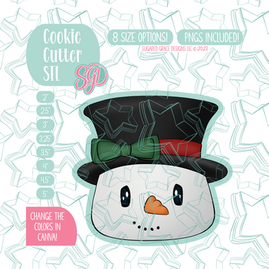 Christmas Snowman Cookie Cutter STL File with PNG Images to Match - For 3D Printing and Edible Ink Printers