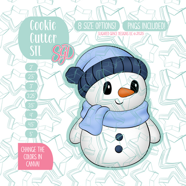 Full Body Snowman Cookie Cutter STL File with PNG Images to Match - For 3D Printing and Edible Ink Printers