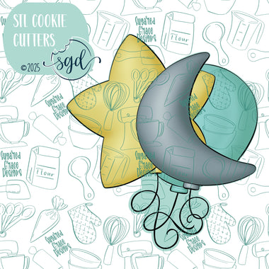 Birthday Space Balloons Cookie Cutter STL File with PNG Images to Match - For 3D Printing and Edible Ink Printers