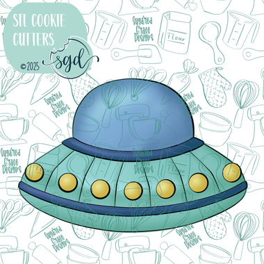 Flying Saucer Spaceship or UFO Cookie Cutter STL File with PNG Images to Match - For 3D Printing and Edible Ink Printers