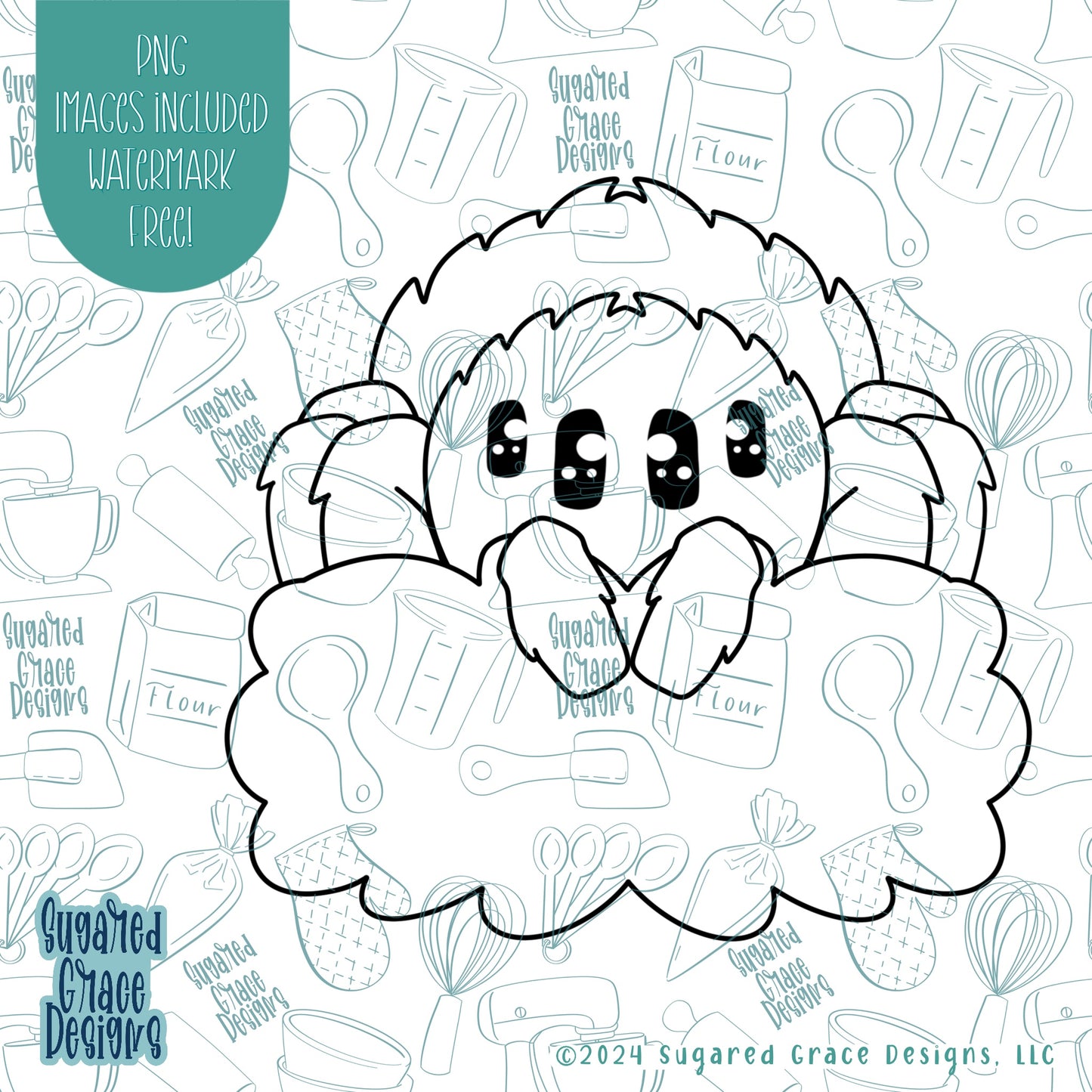 Spider Plaque Cookie Cutter with Matching Printable PNG Images for Edible Ink Printers Including Eddie