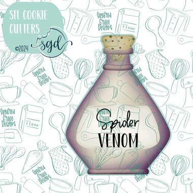 Spider Venom Potion Bottle Cookie Cutter STL Files with PNG Images to Match - for 3D Printing and Edible Ink Printers
