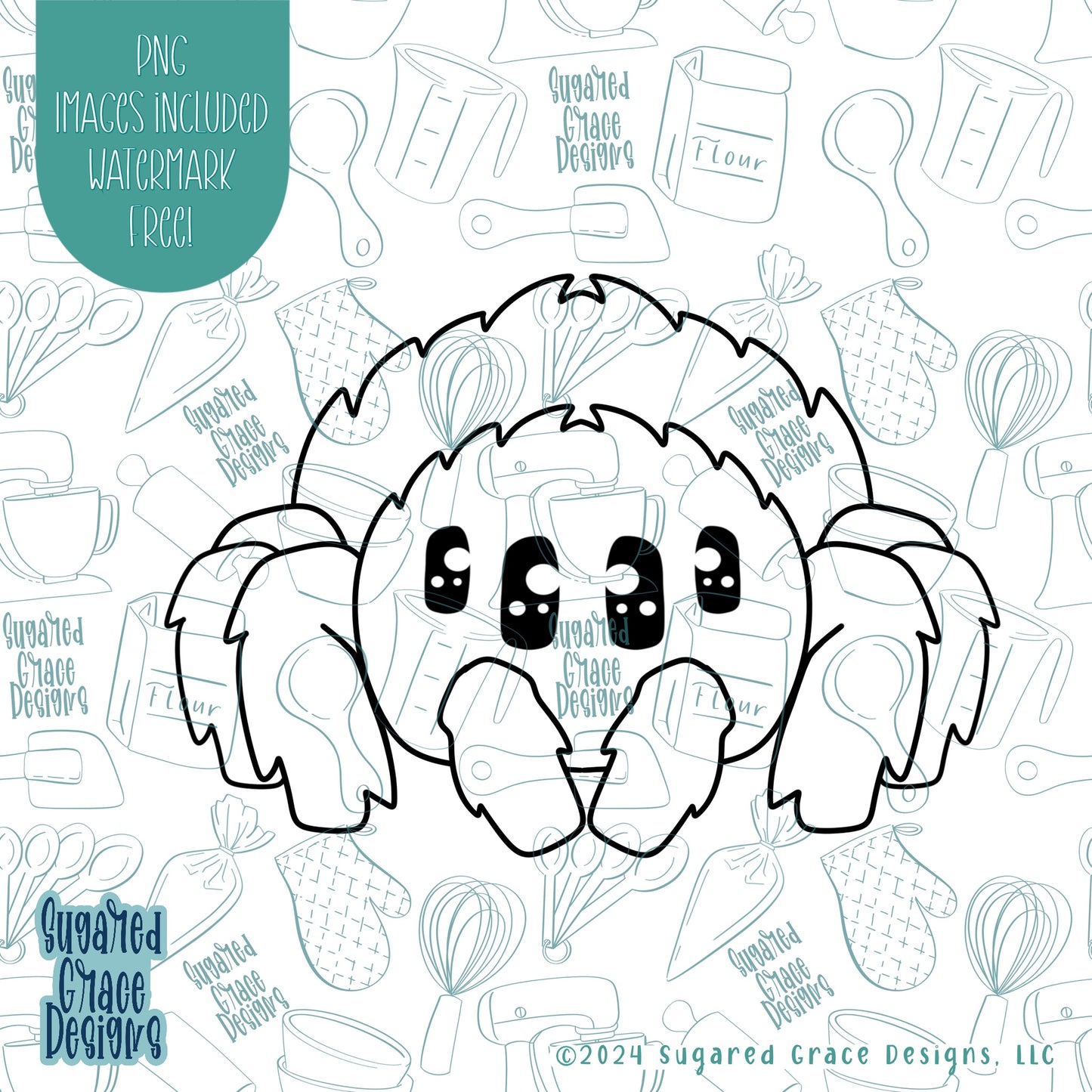 Spider Cookie Cutter with Matching Printable PNG Images for Edible Ink Printers Including Eddie