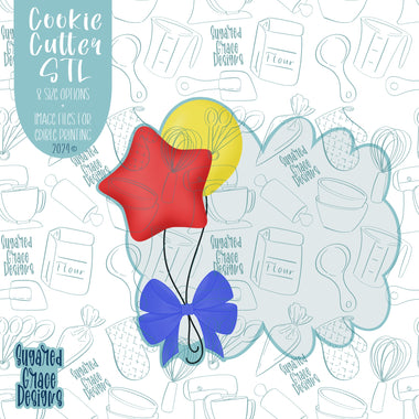 Star Balloon Plaque Cookie Cutter STL File for 3D Printing with Matching Printable PNG Images for Edible Ink Printers Including Eddie